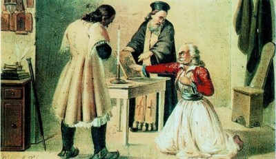 Ο ιερέας που όρκισε τον Κολοκοτρώνη, τον Νικηταρά και τον Διονύσιο Σολωμό, τυφλώθηκε στα μπουντρούμια του Αλή Πασά. Η ιστορία του θρυλικού πίνακα του Τσόκου