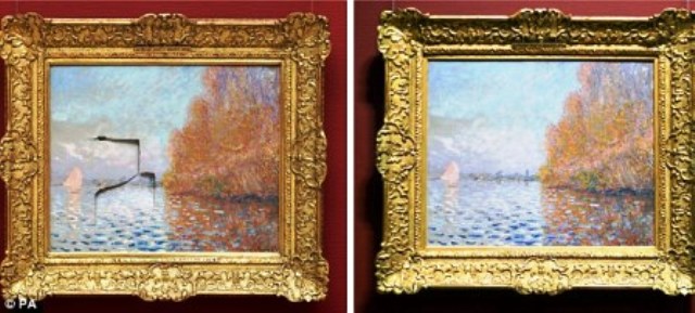 Καρέ-καρέ η εντυπωσιακή αποκατάσταση ενός σπάνιου πίνακα του Μονέ, αξίας 10 εκ. ευρώ, που “έφαγε μπουνιά” και σκίστηκε