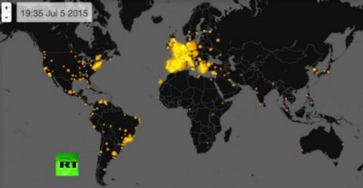 Εντυπωσιακό βίντεο δείχνει την έκρηξη του twitter στην Ευρώπη, μετά την ανακοίνωση του αποτελέσματος του ελληνικού δημοψηφίσματος. Ο χάρτης της Ευρώπης ανάβει σταδιακά, μέχρι που φωτίζεται ολόκληρος (βίντεο)