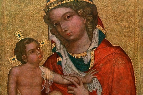 This 1350 baby in Madonna of Veveri by the Master of the Vyssi Brod Altar