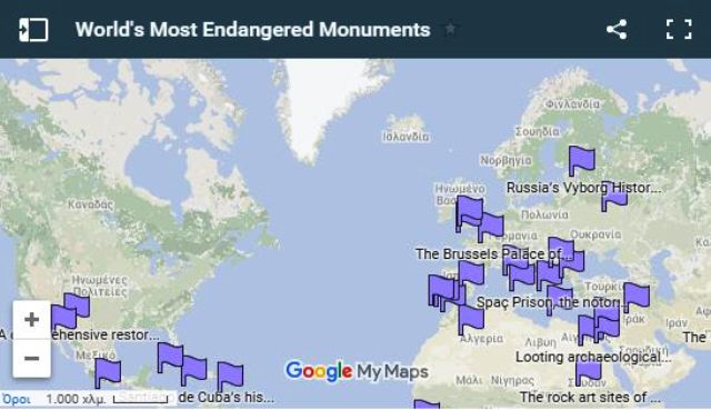 Τα 50 μνημεία πολιτιστικής κληρονομιάς που βρίσκονται σε κίνδυνο μέσα από ένα διαδραστικό χάρτη. Ανάμεσά τους και η “βυθισμένη πόλη” της Λακωνίας (χάρτης)