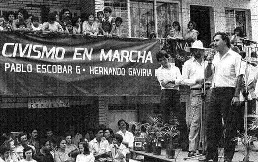 Pablo Escobar speaking to the public during a political campaign