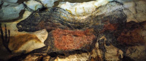 Part of Lascaux famed cave drawings are photographed in southwest France, during a rare visit, Friday, July 25, 2008. Clusters of black fungus have been spreading over the drawings said scientists in 2007. The stains were the latest biological threat to the Lascaux cave drawings, which were discovered in 1940 and are considered one of the finest examples of prehistoric art. Carbon-dating suggests the murals of bulls, felines and other images were created between 15,000 and 17,500 years ago in the caves near Montignac, in the Dordogne region. In 1963, after green algae and other damage appeared, the caves were closed to the public. Only scientists and a few others are allowed to enter at certain times. (AP Photo/Pierre Andrieu, Pool)