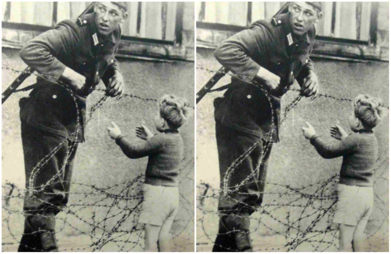 Ο ανατολικογερμανός στρατιώτης που βοήθησε ένα αγοράκι να περάσει το τείχος του Βερολίνου, την πρώτη μέρα που υψώθηκε. Πως αντέδρασε ο αξιωματικός όταν τον είδε