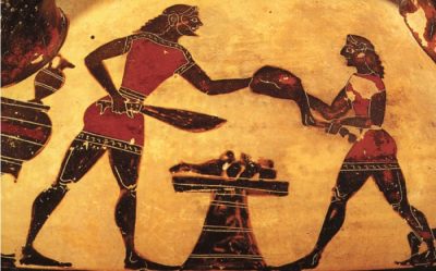 Κοκορέτσι έτρωγαν οι Αρχαίοι Έλληνες από τα χρόνια του Ομήρου και το ονόμαζαν “πλεκτή”. Πως μαρίναραν το αρνί και το κατσίκι στη σούβλα