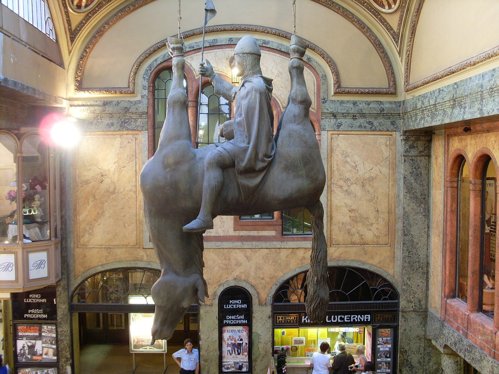 horse Lucerna Prague Czech republic Wenceslas 