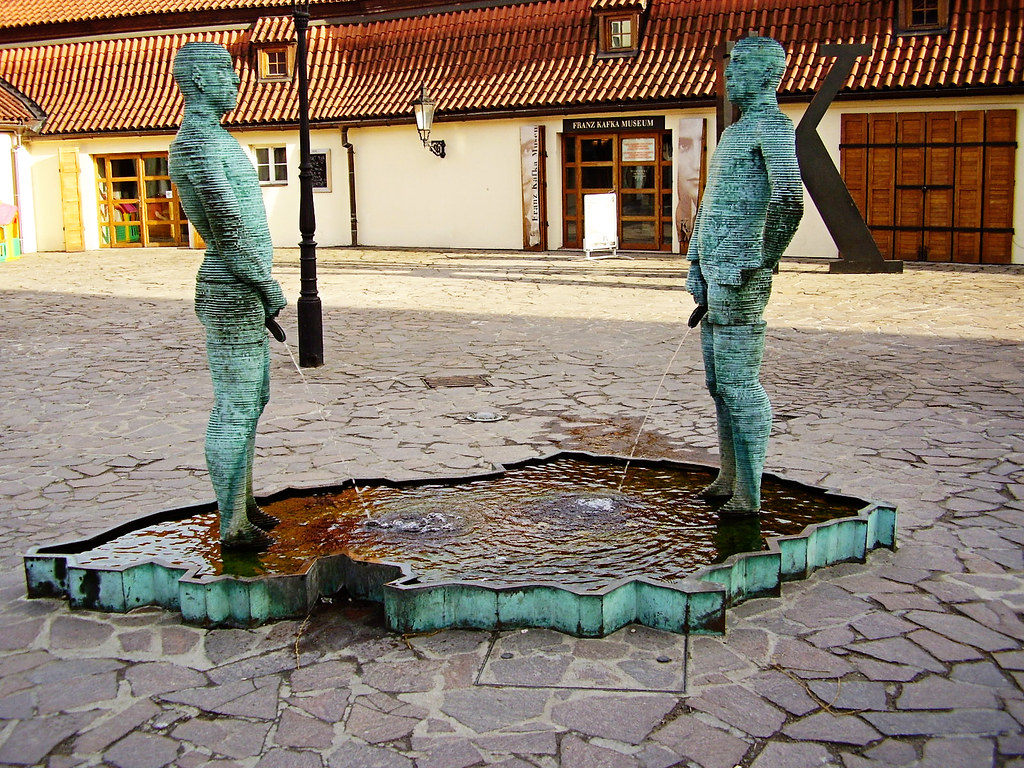 peeing men franz kafka museum 