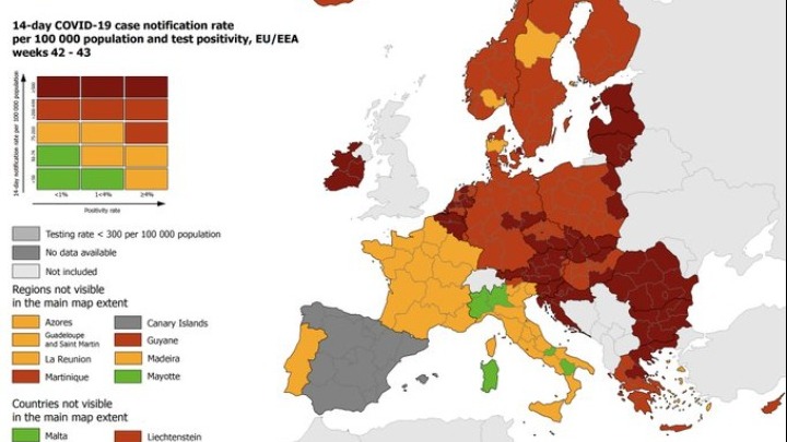 ECDC: Σε ποιες χώρες της ΕΕ καταγράφεται επιδείνωση της επιδημιολογικής κατάστασης-«Κοκκίνησε» η Ελλάδα