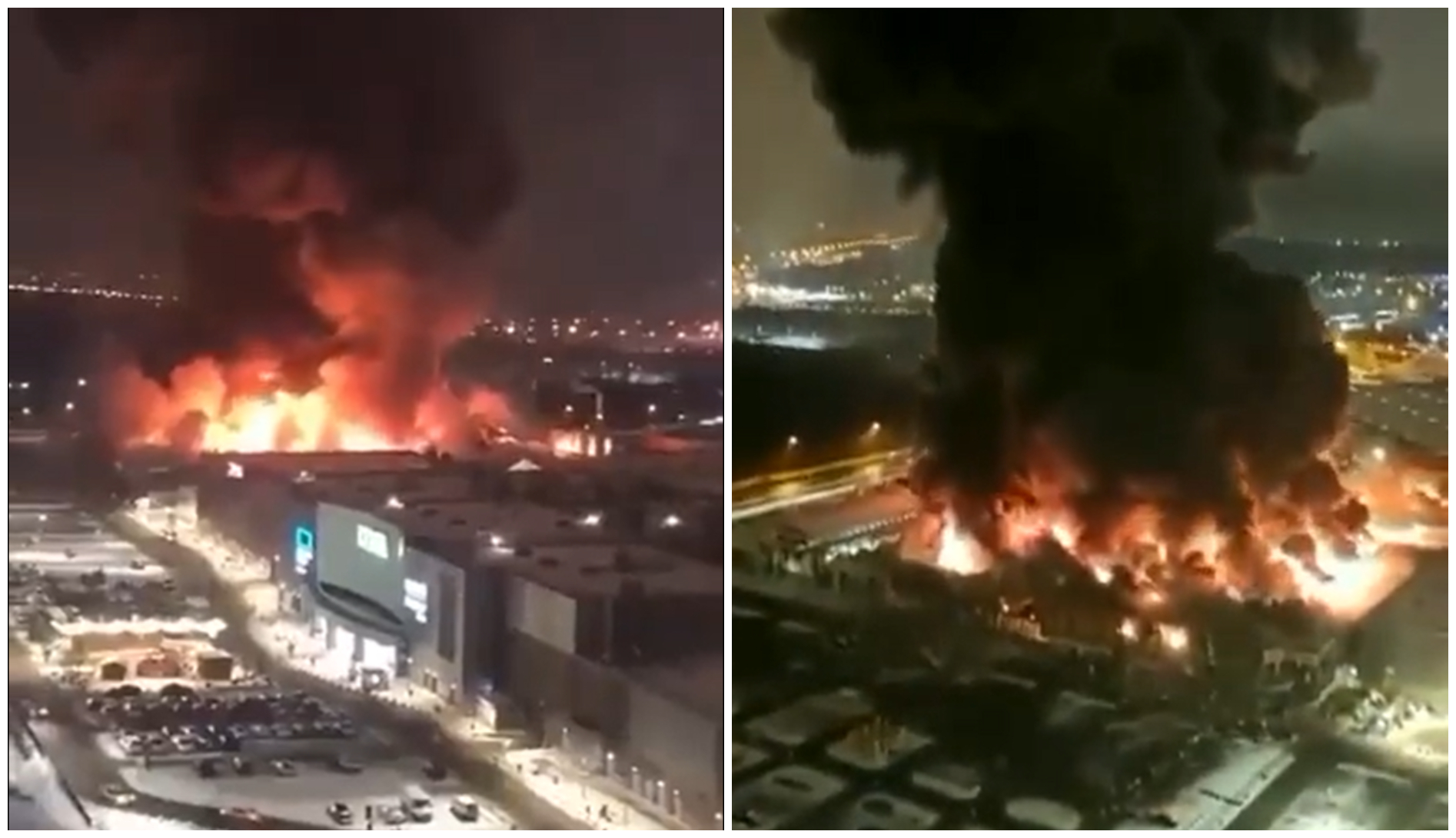 Μεγάλη πυρκαγιά με έναν νεκρό σε εμπορικό κέντρο της Μόσχας. Υποψίες για εμπρησμό (βίντεο)