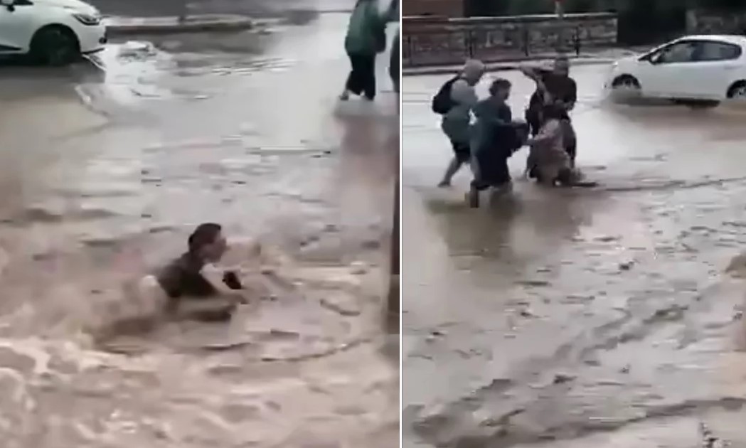 Συγκλονιστικά βίντεο με πολίτες να παρασύρονται από ορμητικά νερά έξω από τον «Ευαγγελισμό». Μήνυμα του 112 στην Αττική