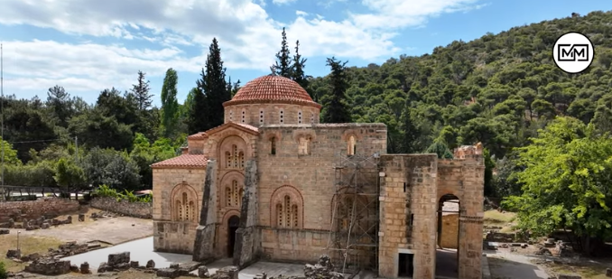 Μονή Δαφνίου. Το μεγαλύτερο Βυζαντινό Μοναστήρι της Αττικής. Πως πήρε το όνομά του. Τι άρπαξε ο Έλγιν (drone)