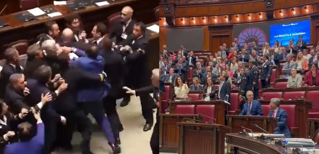 Ξύλο μετά “μουσικής” στο ιταλικό κοινοβούλιο. Την ώρα της επίθεσης, βουλευτές τραγουδούσαν το “Bella Ciao”