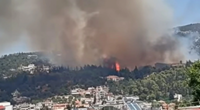 Φωτιά στην Περιμετρική Οδό Πατρών. Εκκενώθηκε το Καραμανδάνειο νοσοκομείο και γηροκομείο.  Ήχησε το 112