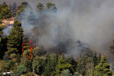 Ανεξέλεγκτο το πύρινο μέτωπο στον Βαρνάβα. Προς τη λίμνη του Μαραθώνα η φωτιά